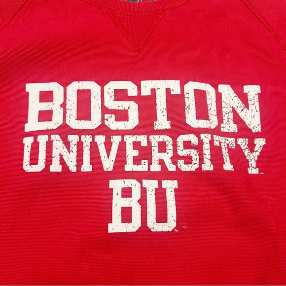 Red and White Boston University Collegiate Crewneck Sweater, Small - Picture 2 of 4